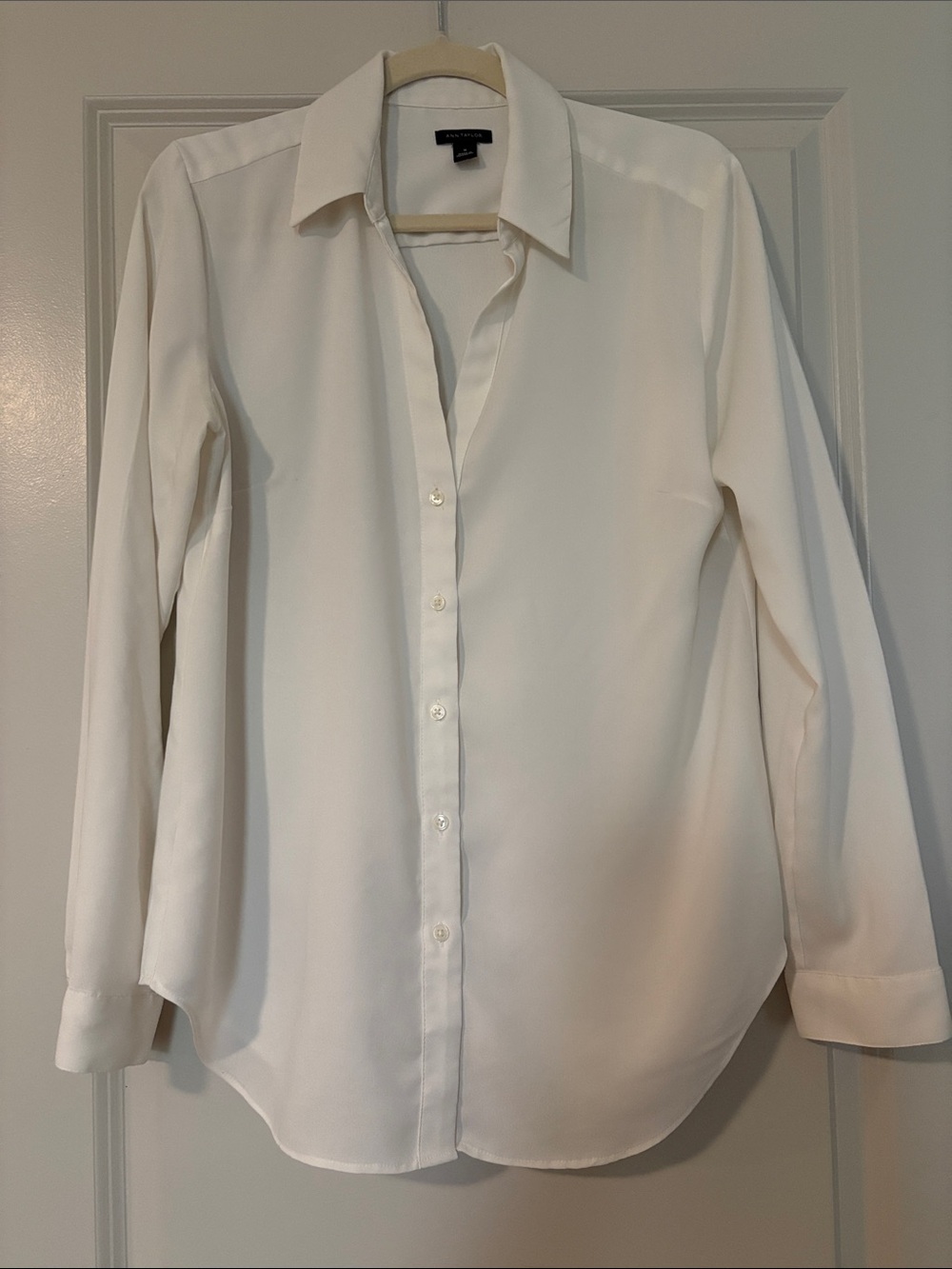 Ann Taylor White Men's Dress Shirt - Long Sleeve Collared Button-Up